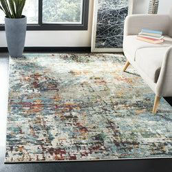 SAFAVIEH Madison Flowers Vintage Abstract Area Rug, Grey/Blue, 5'3" x 7'6"