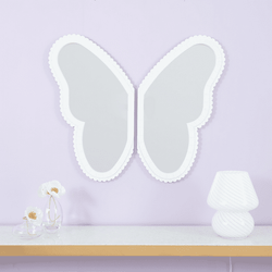 Justice 19.5" x 22" Butterfly Shaped Wings Wall Mirror Set, White, Set Of 2