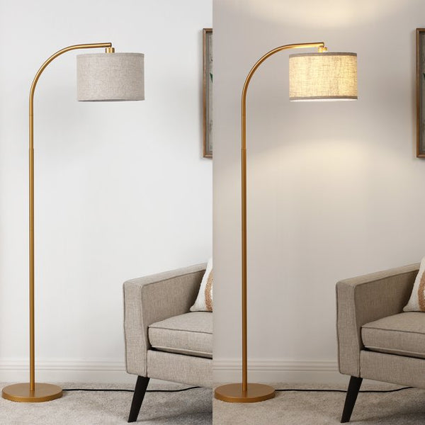 DEWENWILS Modern Arched Floor Lamps, 63.4-inches Gold Standing Corner Lamp for Living Room, Metal