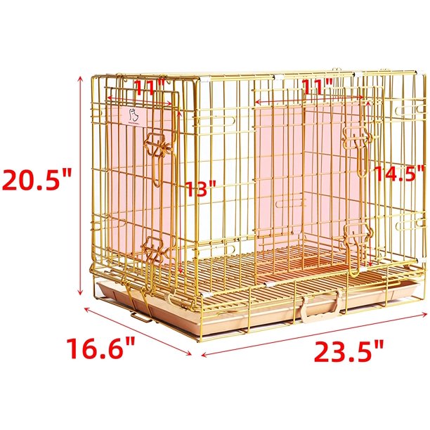 Homey Pet Dog Crate With Removeable Floor Grid ,24" Gold