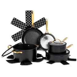 Thyme & Table Non-Stick 12 Piece Gold Pots And Pans Cookware Set