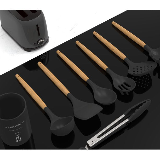 oannao Silicone Cooking Utensils Set - Heat Resistant Stainless