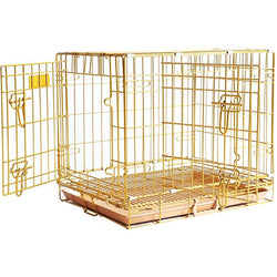 Homey Pet Dog Crate With Removeable Floor Grid ,24" Gold